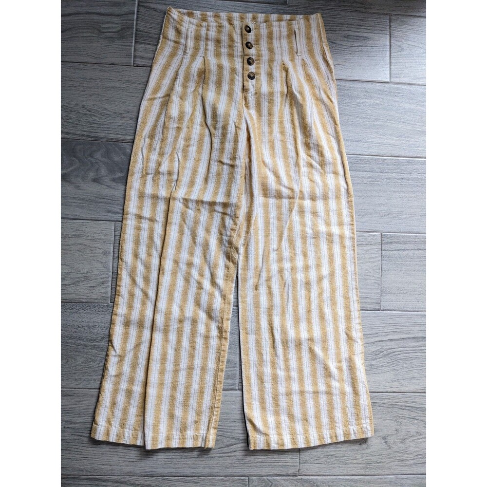 Harper‎ Yellow Striped Wide Leg High Waist Pants Size Small